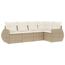 5-Delige Loungeset Met Kussens Poly Rattan Beige