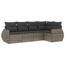 5-Delige Loungeset Met Kussens Poly Rattan Grijs