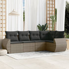 5-piece Lounge Set with cushions poly rattan grey
