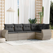 Loungeset 5-delig poly rattan lichtgrijs