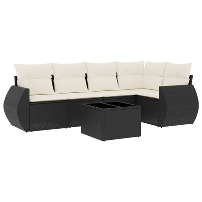 6-Delige Loungeset Met Kussens Poly Rattan Zwart