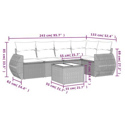 6-Delige Loungeset Met Kussens Poly Rattan Beige
