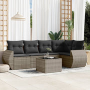 Loungeset 6-delig poly rattan grijs