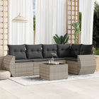 6-piece Lounge Set with cushions poly rattan light grey