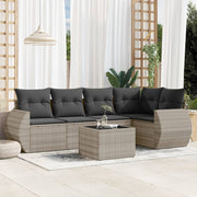 Loungeset 6-delig poly rattan lichtgrijs
