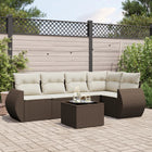 6-piece Lounge Set with Cushions Poly Rattan Brown