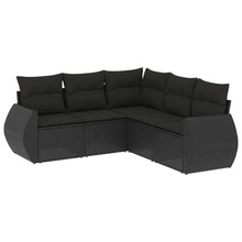 5-Delige Loungeset Met Kussens Poly Rattan Zwart