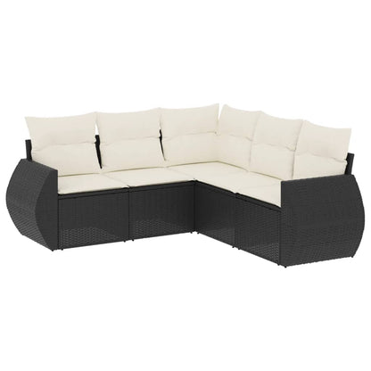 5-Delige Loungeset Met Kussens Poly Rattan Zwart