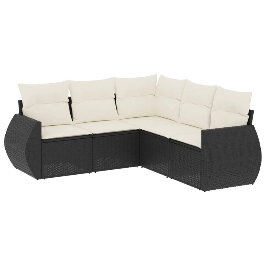 5-Delige Loungeset Met Kussens Poly Rattan Zwart