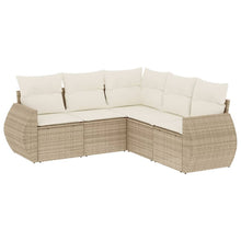 5-Delige Loungeset Met Kussens Poly Rattan Beige