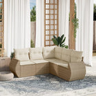 5-piece Lounge Set with Cushions Poly Rattan Beige