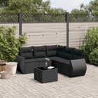 6-piece Lounge Set with cushions poly rattan black