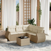 Loungeset 6-delig poly rattan beige