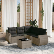 Loungeset 6-delig poly rattan grijs