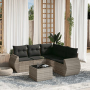 Loungeset 6-delig poly rattan lichtgrijs