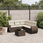 6-piece Lounge Set with Cushions Poly Rattan Brown