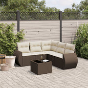 Loungeset 6-delig poly rattan bruin
