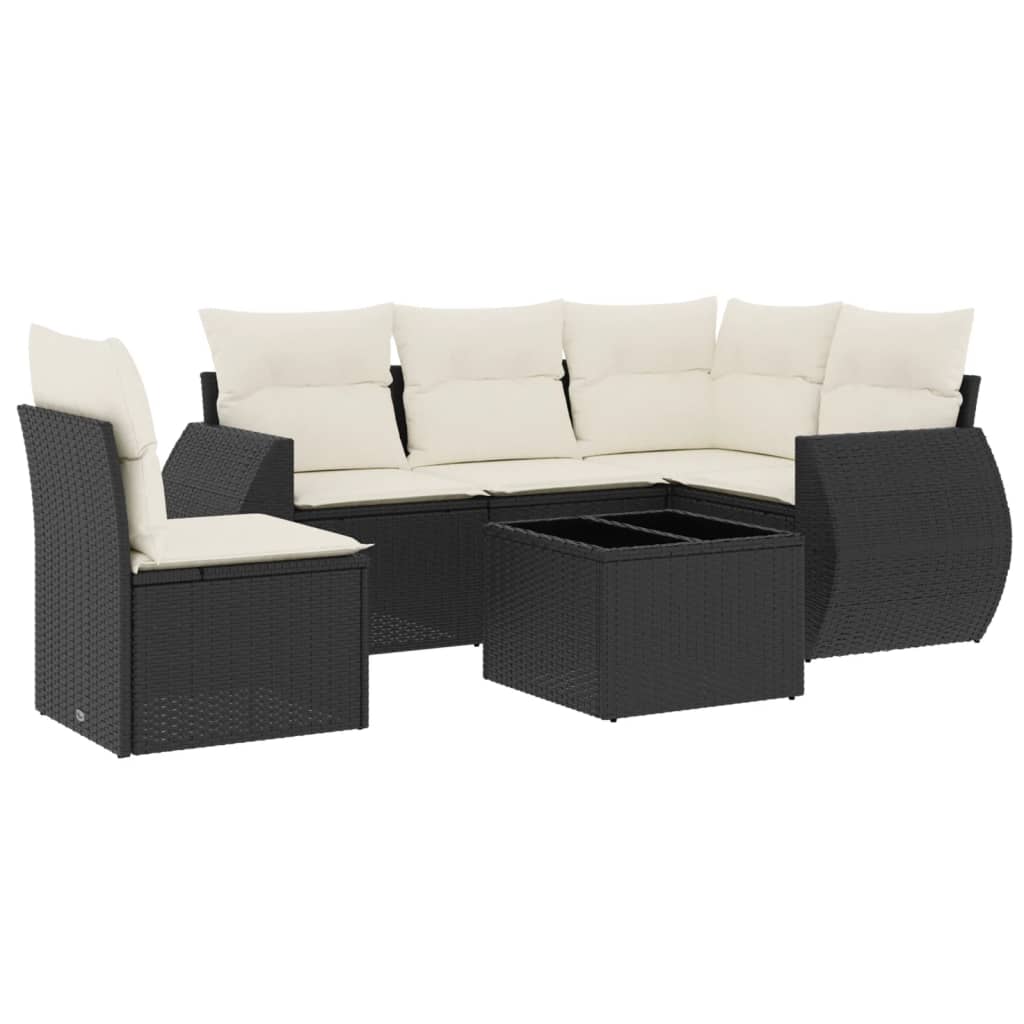 6-Delige Loungeset Met Kussens Poly Rattan Zwart