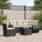 6-piece Lounge Set with cushions poly rattan black