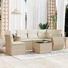 6-piece Lounge Set with cushions poly rattan beige