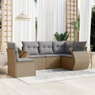 6-Delige Loungeset Met Kussens Poly Rattan Beige