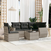 Loungeset 6-delig polyrattan lichtgrijs