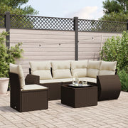 Loungeset 6-delig poly rattan bruin