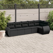 Loungeset 6-delig poly rattan zwart