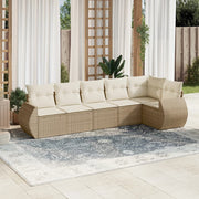 Loungeset 6-delig poly rattan beige
