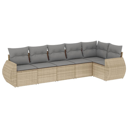6-Delige Loungeset Met Kussens Poly Rattan Beige