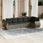 6-piece Lounge Set with Cushions Poly Rattan Grey