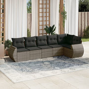 Loungeset 6-delig poly rattan grijs
