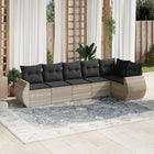 6-piece Lounge Set with cushions poly rattan light grey