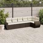 Loungeset poly rattan bruin 6-delig met kussens