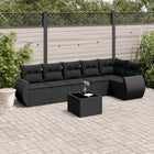 7-Delige Loungeset Met Kussens Poly Rattan Zwart