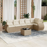 Loungeset 7-delig poly rattan beige