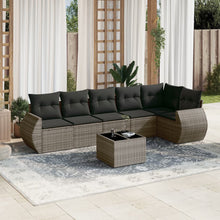 7-Delige Loungeset Met Kussens Poly Rattan Grijs