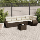 7-Piece Poly Rattan Lounge Set with Cushions Brown
