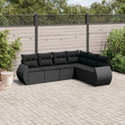 6-piece Lounge Set with cushions poly rattan black