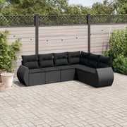 6-piece Lounge Set with cushions poly rattan black