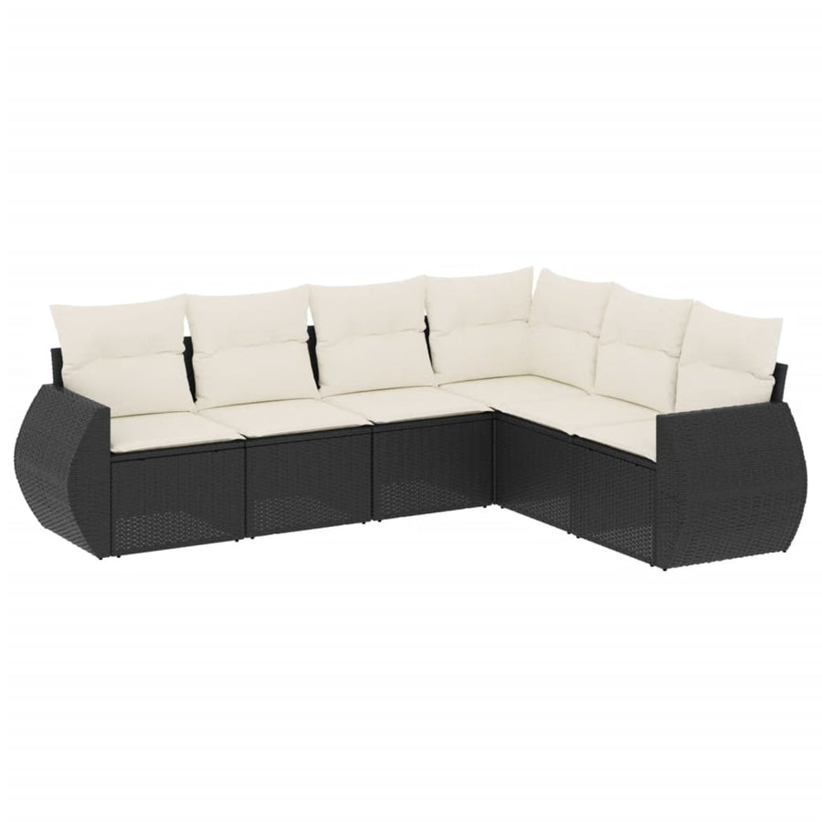 6-Delige Loungeset Met Kussens Poly Rattan Zwart