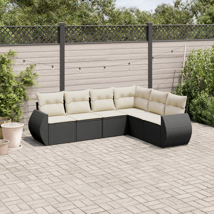 6-Delige Loungeset Met Kussens Poly Rattan Zwart