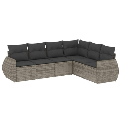 6-Delige Loungeset Met Kussens Poly Rattan Grijs
