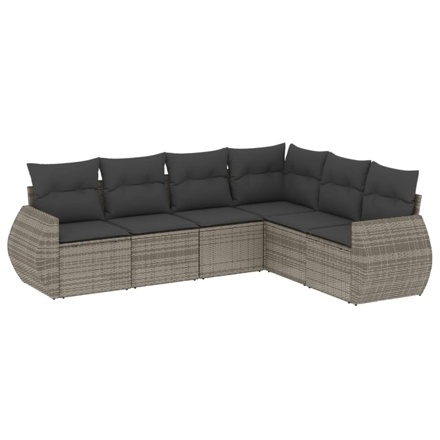 6-Delige Loungeset Met Kussens Poly Rattan Grijs