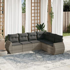 6-piece Lounge Set with cushions poly rattan light grey