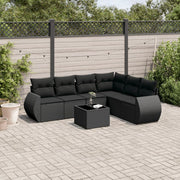 Loungeset 7-delig poly rattan zwart