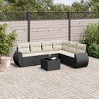 7-Delige Loungeset Met Kussens Poly Rattan Zwart