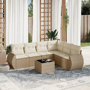 Loungeset 7-delig poly rattan beige