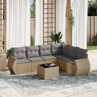 7-Delige Loungeset Met Kussens Poly Rattan Beige