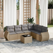 Loungeset 7-delig poly rattan beige